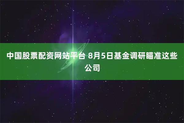 中国股票配资网站平台 8月5日基金调研瞄准这些公司