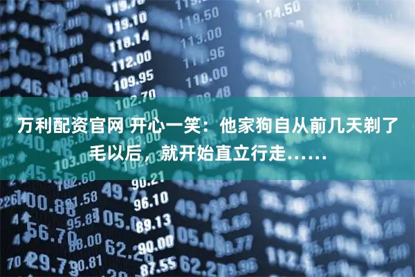 万利配资官网 开心一笑：他家狗自从前几天剃了毛以后，就开始直立行走……